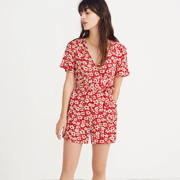 Madewell Floral Wrap Romper - Picture 2 of 3
